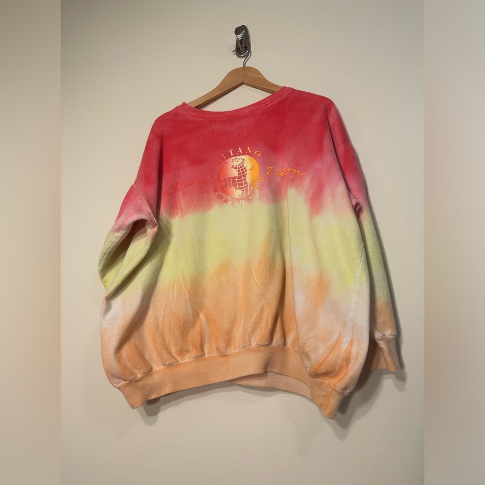 Vintage 80s Tie-Dye World View Global Vision Hippie Sweatshirt
